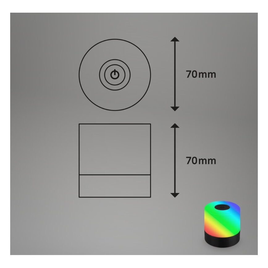 Briloner 7462015 - Aufladbare LED-RGB-Tischleuchte für den Außenbereich LED/1,5W/5V IP44 schwarz