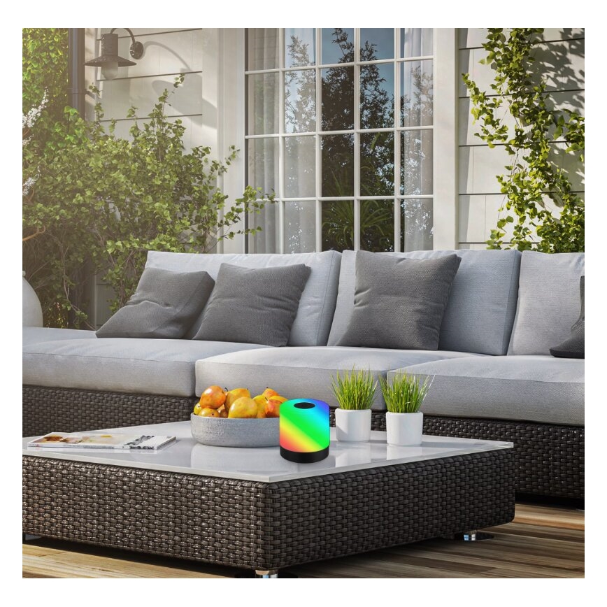 Briloner 7462015 - LED RGB wiederaufladbare Außen-Tischleuchte LED/1,5W/5V IP44 1200 mAh schwarz