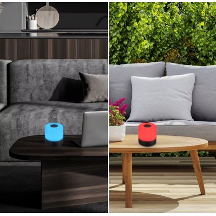 Briloner 7462015 - LED RGB wiederaufladbare Außen-Tischleuchte LED/1,5W/5V IP44 1200 mAh schwarz