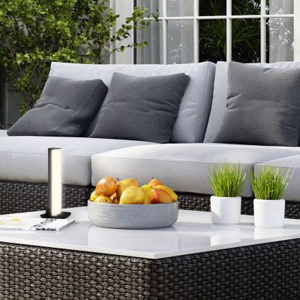 Briloner 7474-015 - Dimm- und aufladbare LED-Outdoor-Tischleuchte mit Touch-Funktion 2-in-1 LED/7W/5V 2200 mAh USB 3000K IP44 schwarz