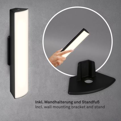 Briloner 7474-015 - Dimm- und aufladbare LED-Outdoor-Tischleuchte mit Touch-Funktion 2-in-1 LED/7W/5V 2200 mAh USB 3000K IP44 schwarz