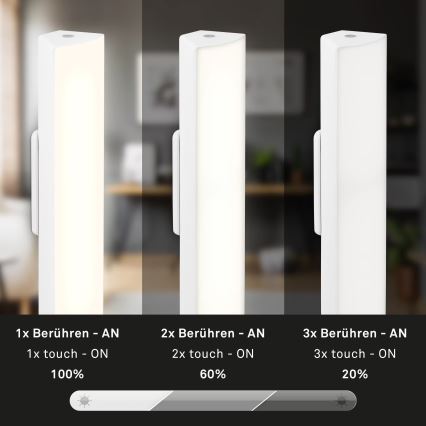 Briloner 7474-016 - Dimm- und aufladbare LED-Outdoor-Tischleuchte mit Touch-Funktion 2-in-1 LED/7W/5V 2200 mAh USB 3000K IP44 weiß
