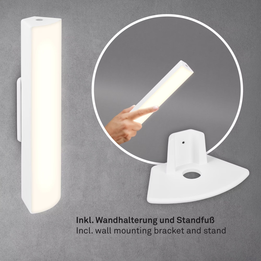 Briloner 7474-016 - Dimm- und aufladbare LED-Outdoor-Tischleuchte mit Touch-Funktion 2-in-1 LED/7W/5V 2200 mAh USB 3000K IP44 weiß