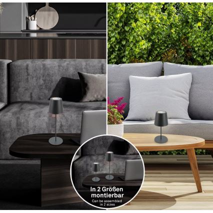 Briloner 7507015 - LED RGB dimmbare wiederaufladbare Outdoor-Tischlampe 2in1 LED/2,5W/5V IP44 Anthrazit