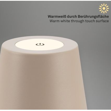 Briloner 7508011 - Dimmbar, wiederaufladbar LED-Outdoor-Tischlampe 2-in-1 LED/2,5W/5V IP44 1200 mAh beige