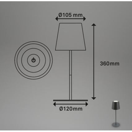 Briloner 7508015 - Dimmbare, aufladbare LED-Outdoor-Tischleuchte 2-in-1 LED/2,5W/5V IP44 anthrazit