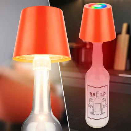 Briloner 7510012 - LED RGBW dimmbare wiederaufladbare Außen-Tischlampe CALIDA LED/2,5W/5V IP44 1200 mAh Orange