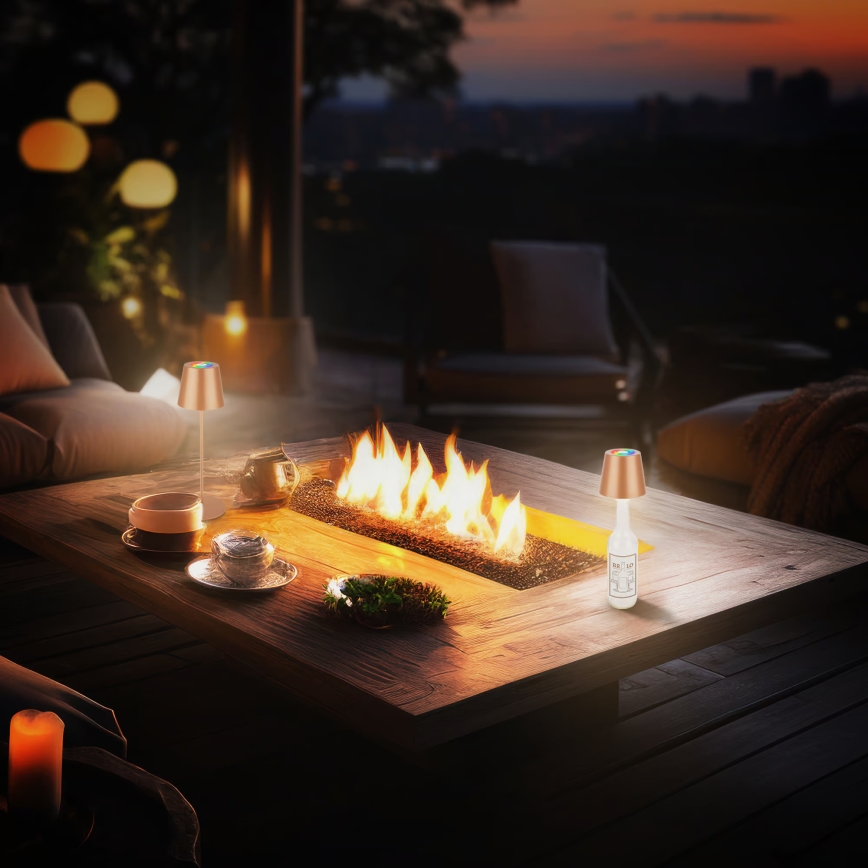 Briloner 7510013 - LED RGBW dimmbar, wiederaufladbare Außen-Tischlampe CALIDA LED/2,5W/5V IP44 1200 mAh bronze