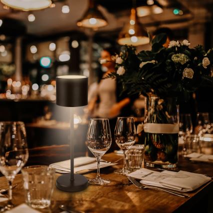 Briloner 7521015 - SIGO dimmbare, wiederaufladbare LED-Tischlampe für den Außenbereich LED/2,5W/5V IP44 2600 mAh schwarz