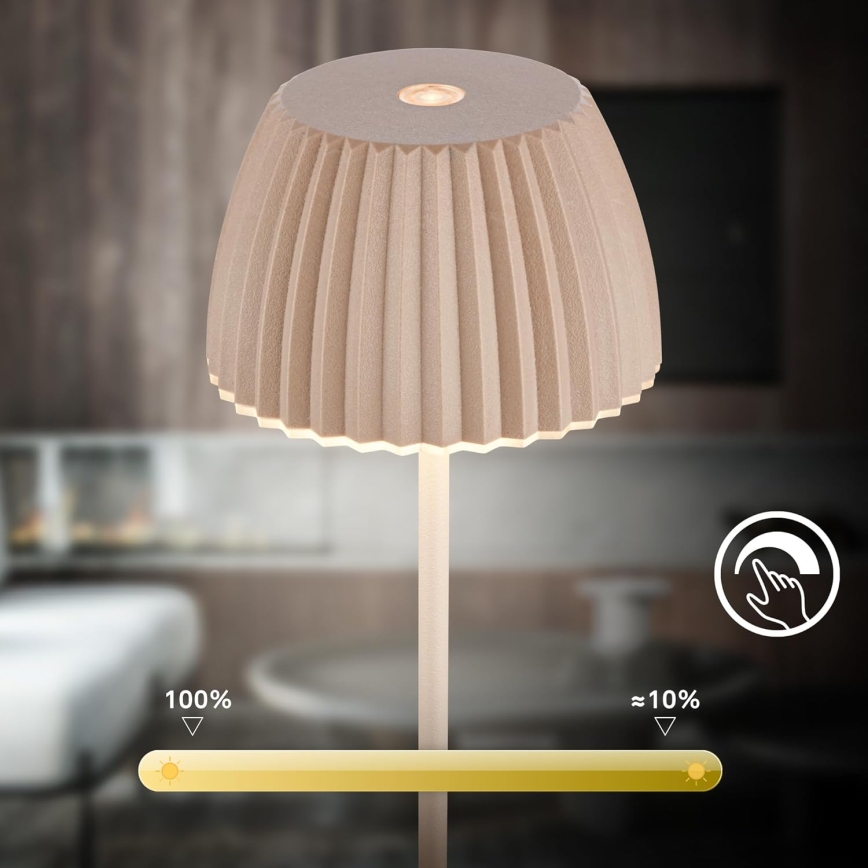Briloner 7552-011 - Dimmbare, wiederaufladbare Touch-LED-Tischlampe für den Außenbereich MINI LED/1,5W/5V IP44 1800 mAh beige