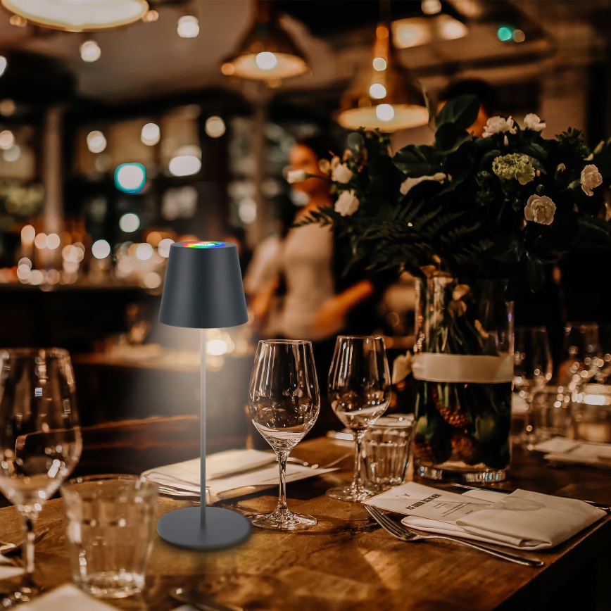 Briloner 7559015 - LED RGB dimmbare, wiederaufladbare Tischleuchte für den Außenbereich COLORIS LED/3,5 W/5 V IP44 2000 mAh anthrazit Wi-Fi Tuya