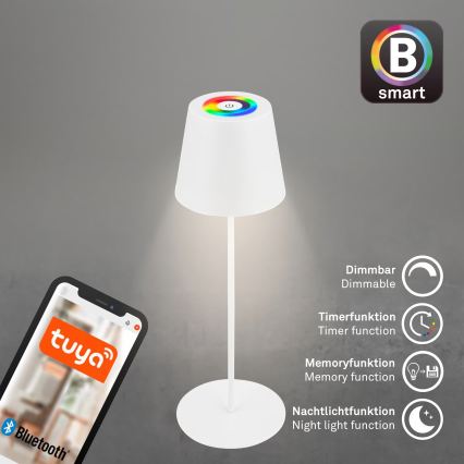 Briloner 7559016 - Dimmbare, wiederaufladbare RGB-LED-Outdoor-Tischleuchte COLORIS LED/3,5W/5V IP44 2000 mAh Wi-Fi Tuya