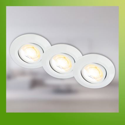 Briloner 7586036 - 3er-Set LED-Badezimmer-Einbauleuchte KLIRA LED/4,9W/230V 2500/3000/4000K IP23 weiß