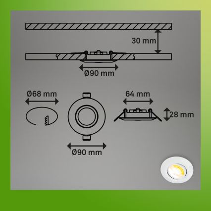 Briloner 7586036 - 3er-Set LED-Badezimmer-Einbauleuchte KLIRA LED/4,9W/230V 2500/3000/4000K IP23 weiß
