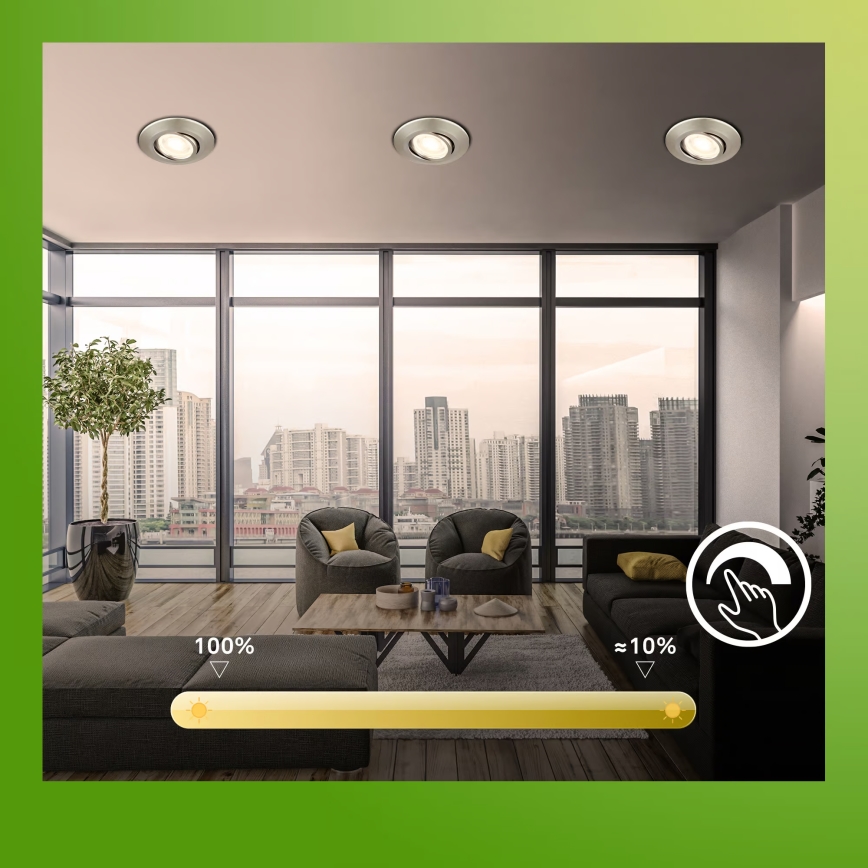 Briloner 7587032 - Set 3x dimmbare LED-Badezimmer-Einbauleuchten KLIRA 1xLED/4,9W/230V 2500/3000/4000K IP23 mattchrom