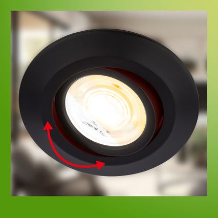 Briloner 7587035 - 3er-Set dimmbare Badezimmer-Einbauleuchten KLIRA 1xLED/4,9W/230V 2500/3000/4000K IP23 schwarz