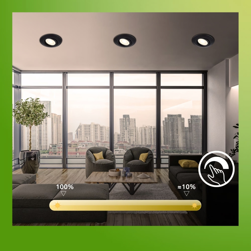 Briloner 7587035 - SET (3 Stück) KLIRA LED-Badezimmer-Einbauleuchte, dimmbar, LED/4,9W/230V, 2500/3000/4000K, IP23, schwarz