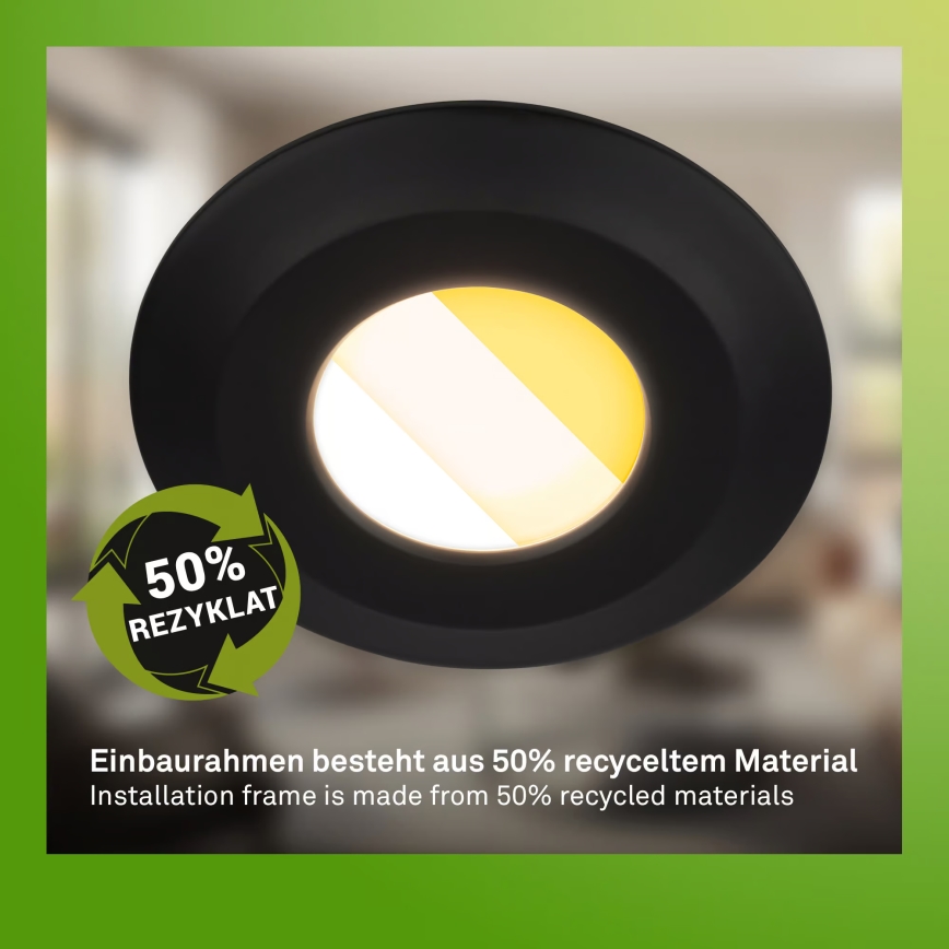 Briloner 7588035 - 3er-Set LED-Badezimmer-Einbauleuchte KLIRA LED/4,9W/230V 2500/3000/4000K IP44 schwarz
