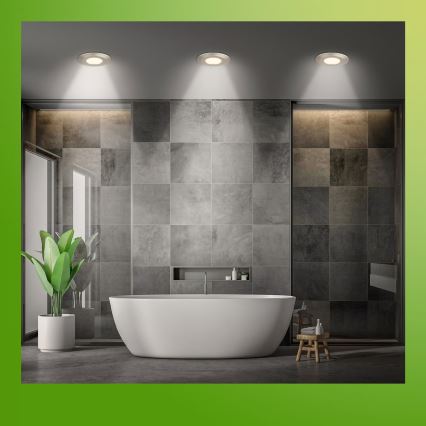 Briloner 7589032 - 3er-Set dimmbare LED-Einbauleuchten für Badezimmer KLIRA 1xLED/4,9W/230V IP44 matt-chrom