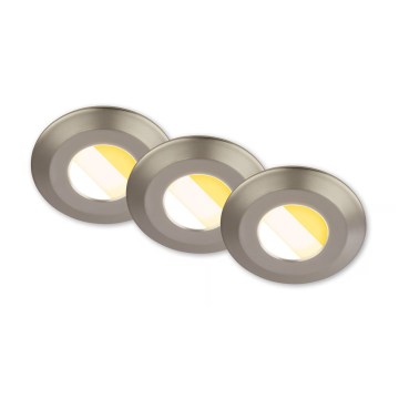 Briloner 7589032 - 3er-Set dimmbare LED-Deckeneinbauleuchten für Badezimmer KLIRA LED/4,9W/230V IP44 mattchrom