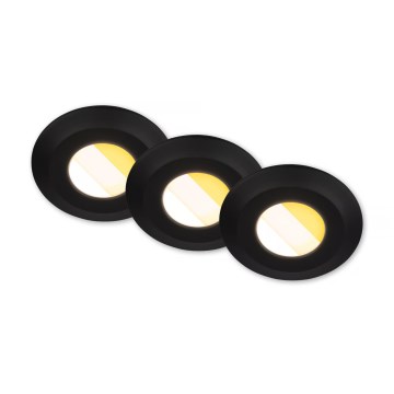 Briloner 7589035 - SET 3x dimmbare LED-Einbauleuchte KLIRA für Badezimmer LED/4,9W/230V 2500/3000/4000K IP44 schwarz