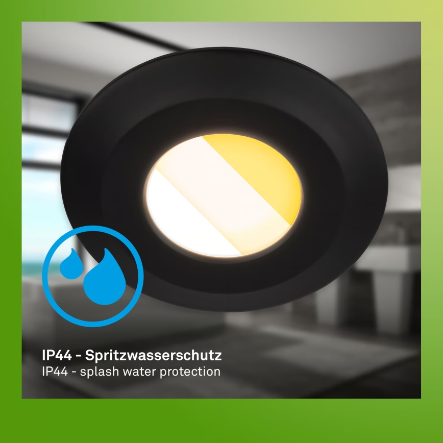 Briloner 7589035 - SET 3x dimmbare LED-Einbauleuchte KLIRA für Badezimmer LED/4,9W/230V 2500/3000/4000K IP44 schwarz
