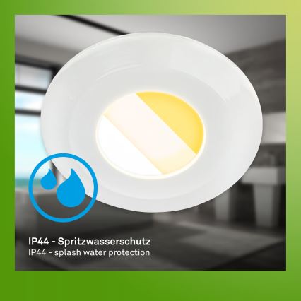 Briloner 7589036 - 3er-Set dimmbare LED-Badezimmer-Einbauleuchten KLIRA LED/4,9W/230V 2500/3000/4000K IP44 weiß
