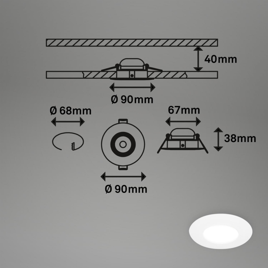 Briloner 7598036 - SET 3x LED-Einbauleuchte für Badezimmer LED/4,9W/230V IP44 2700/4000/6500K weiß