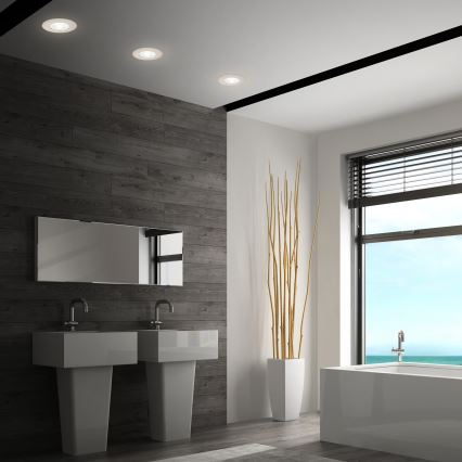 Briloner 7605032 - 3er-Set LED-Einbauleuchten für Badezimmer, LED/4,9W/230V, 2700/4000/6500K, IP44, matt-chrom