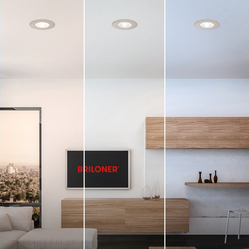 Briloner 7605032 - 3er-Set LED-Badezimmer-Einbauleuchte 3xLED/4,9W/230V 2700/4000/6500K IP44 mattchrom