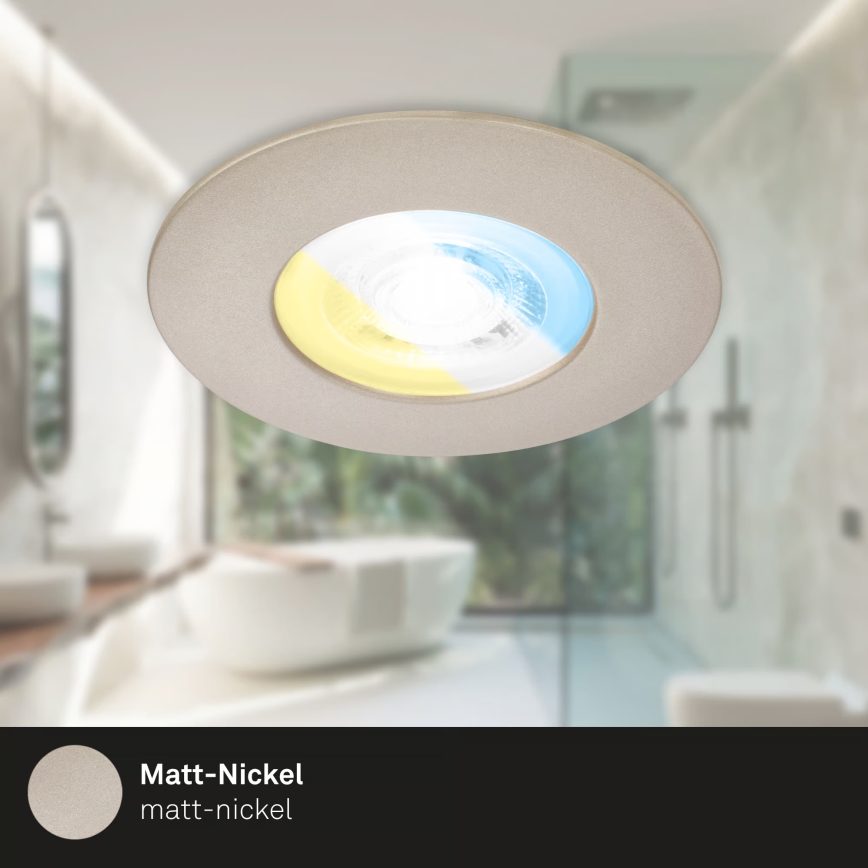 Briloner 7605032 - 3er-Set LED-Badezimmer-Einbauleuchte 3xLED/4,9W/230V 2700/4000/6500K IP44 mattchrom