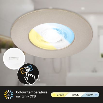 Briloner 7605032 - 3er-Set LED-Badezimmer-Einbauleuchte 3xLED/4,9W/230V 2700/4000/6500K IP44 mattchrom