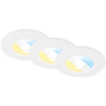 Briloner 7605036 - 3er-Set LED-Einbauleuchten für Badezimmer 3xLED/4,9W/230V 2700/4000/6500K IP44 weiß