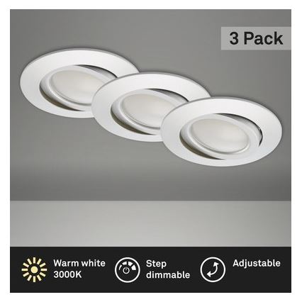 Briloner 8309-039 - SET 3x Dimmbare LED-Einbauleuchte für Badezimmer LED/5W/230V IP23