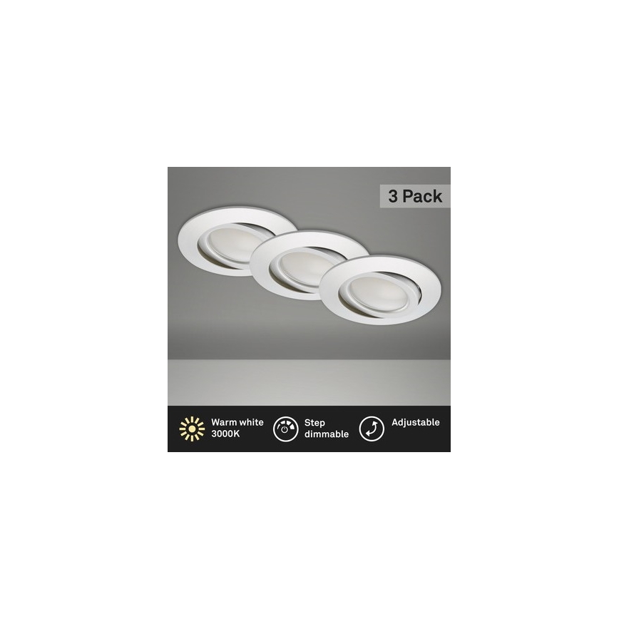 Briloner 8309-039 - SET 3x Dimmbare LED-Einbauleuchte für Badezimmer LED/5W/230V IP23