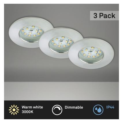 Briloner 8316-039 - SET 3x Dimmbare LED-Einbauleuchte für Badezimmer LED/5,5W/230V IP44