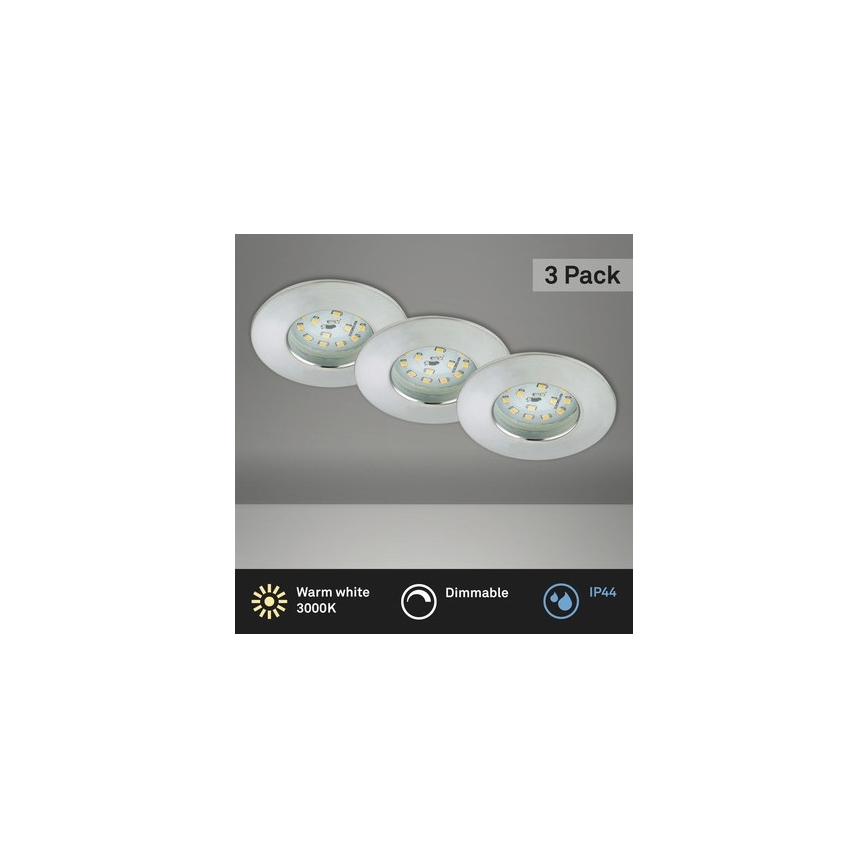 Briloner 8316-039 - SET 3x Dimmbare LED-Einbauleuchte für Badezimmer LED/5,5W/230V IP44
