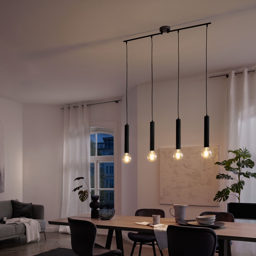 Briloner - Hängeleuchte an Schnur LONGA 4xE27/60W/230V schwarz