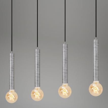 Briloner - Hängeleuchte an Schnur LONGA 4xE27/60W/230V silbern