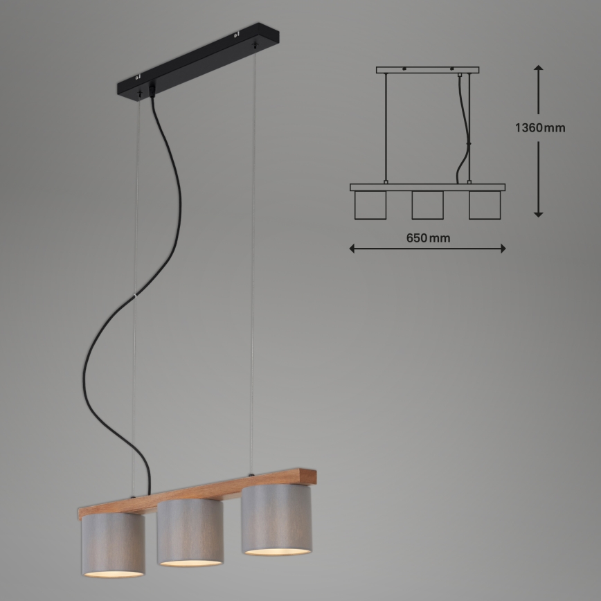 Briloner - Hängeleuchte an Schnur RHON 3xE14/25W/230V Gummibaum