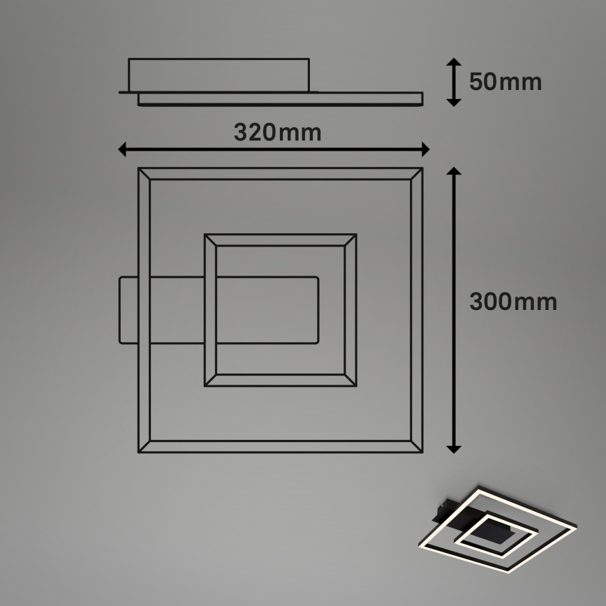 Briloner - LED Deckenleuchte FRAME LED/22W/230V 3000K 30x32 cm schwarz