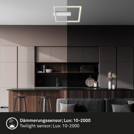 Briloner - LED-Deckenleuchte mit Bewegungs- und Dämmerungssensor FRAME LED/14W/230V 3000K 30x32 cm matt-chrom