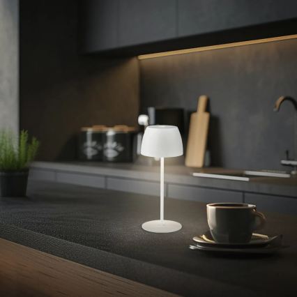 Briloner  - MINI LED-Tischlampe für den Außenbereich, dimmbar, wiederaufladbar, mit Touch-Bedienung, LED/2,5W/5V IP44 1800 mAh, weiß