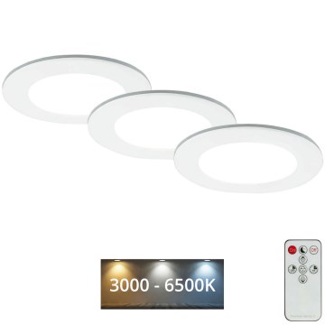 Briloner - SET 3x Dimmbare LED-Badezimmer-Einbauleuchte LED/4,8W/230V 3000-6500K IP44 + Fernbedienung