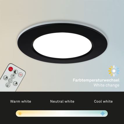 Briloner - SET 3x Dimmbare LED-Badezimmer-Einbauleuchte Leuchte LED/4,8W/230V 3000-6500K IP44 + Fernbedienung