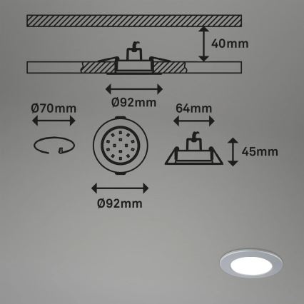 Briloner - SET 3x LED RGBW Dimmbare, abgehängte Badezimmer-Deckenleuchte LED/4,8W/230V 3000-6500K IP65 + Fernbedienung