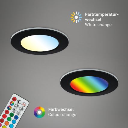 Briloner - SET 3x LED RGBW Dimmbare, abgehängte Badezimmer-Deckenleuchte LED/4,8W/230V 3000-6500K IP65 + Fernbedienung