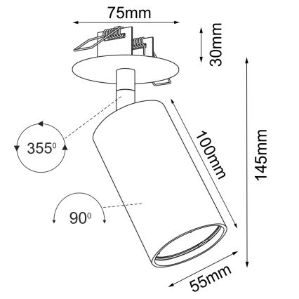 Brosline - Deckeneinbaustrahler 1xGU10/10W/230V weiß