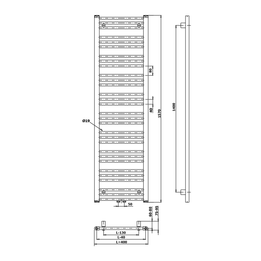 Bruckner - Badezimmer-Heizkörper ALBRECHT 547W/230V 50x157 cm weiß