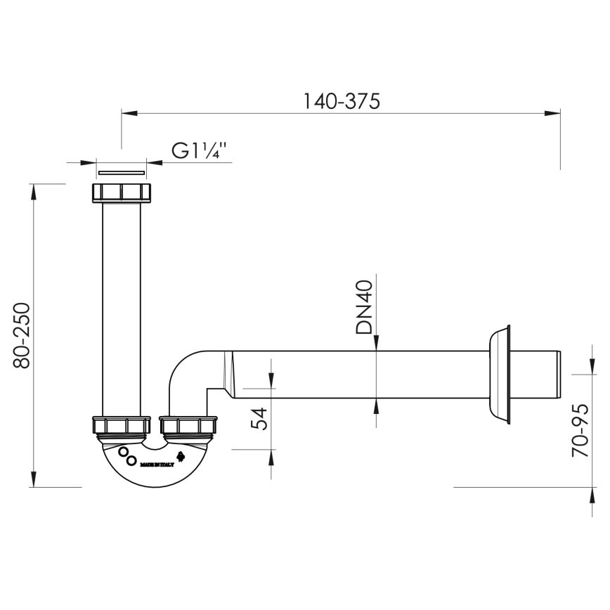 Bruckner - Becken-/Bidet-Siphon niedrig DN40 weiß